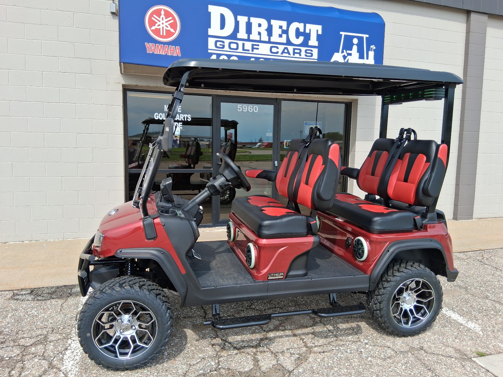 2025 Evolution D5 Maverick 4 PLUS Lithium Ion Golf Cart, Flamenco Red